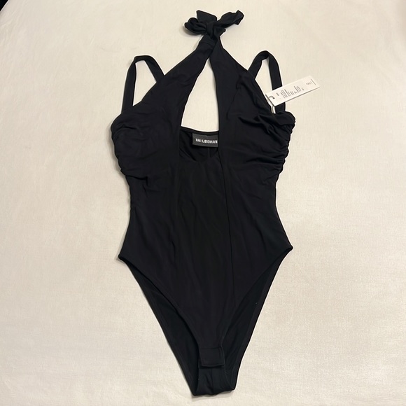 NWT Han Kjobenhavn Black Jersey Stretch Drape Bodysuit - Picture 5 of 10